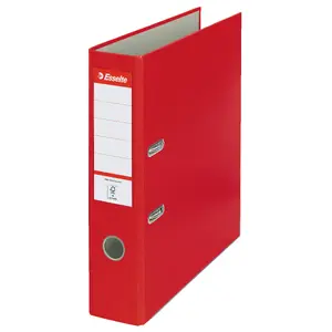 Lever arch file ESSELTE Essentials A4, plastic, red, 75 mm spine, 30% pre-consumer recycled PP foil