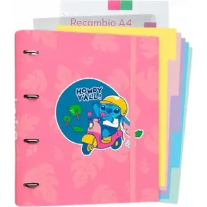Binder DISNEY Stitch A4 with 4 rings and elastic strap, includes lined sheets