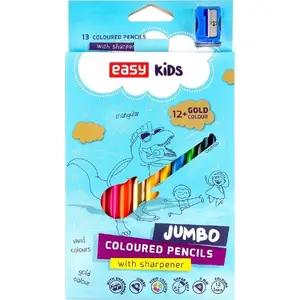 Trīsstūrveida Jumbo krāsu zīmuļi Easy, 13 krāsas, modelis 380906