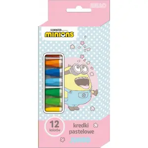 Colored jumbo crayons TEKA 12 colors — Minions design, thick pastel sticks for children