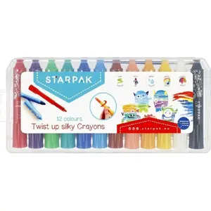 Colored wax crayons STARPAK set, 12 colors, stick format, pack of 12