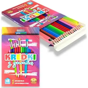 Colored Pencils with Eraser Polsirhurt 18 colors PENWORD 2555-18-G