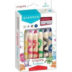 Colored pencils STARPAK set of 6 jumbo with sharpener — STK KRE100