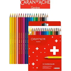 Colored pencils Caran d'Ache Swisscolor, cardboard box, 18 pieces