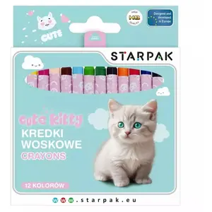 Vaska krītiņi STARPAK Cuties Kitty, 12 krāsas, kartona tūbiņa komplekts