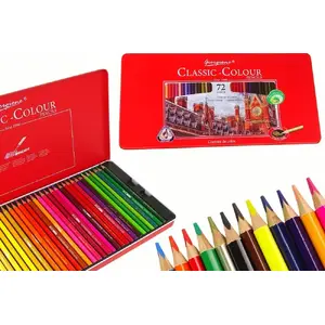 Colored Pencil Set LEANToys 72 pcs — metal tin case