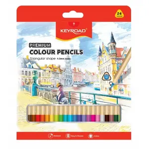 Pencil colored Keyroad triangular 4 mm lead, 24 pcs, assorted colors