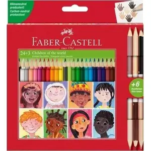 Krāsainie zīmuļi Faber-Castell Children of the World — trīsstūra forma, 24+3 gab.