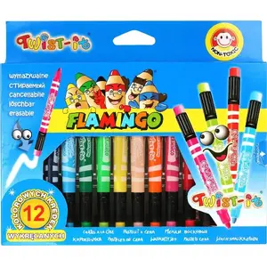 Colored Twist-Up Pencils with Eraser, Titanum, 12 colors (model 205048)