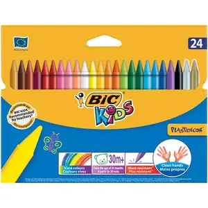 Восковые мелки BIC Plastidecor 24 шт — разные цвета письма, цвет корпуса: многоцветный, сделано во Франции
