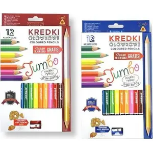 Colored pencils Penword Jumbo triangular with sharpener – set of 12 + 2 bonus colors