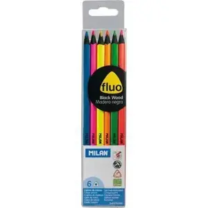 Colored Triangle Fluorescent Pencils Milan 6 colors — triangular grip, fluorescent leads