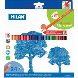 Krāsainie zīmuļi Milan trīsstūrveida 24 krāsas (modelis WIKR-040142)