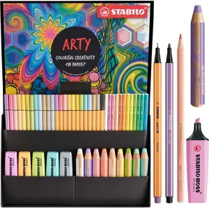 Set of 50 Stabilo Arty pastel art supplies — assorted pastel tones, gift box