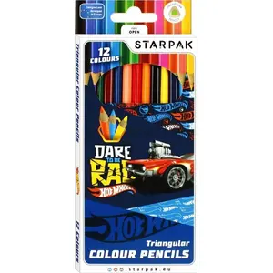 Colored pencil set STARPAK 12 pieces — school pencils, Hot Wheels themed