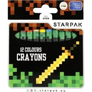 Wax Crayons STARPAK Pixel Game — 12 colors, non-toxic drawing crayons