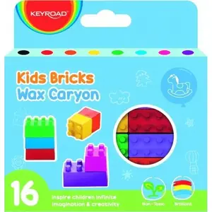 Crayons PBS Connect KEYROAD Kids Bricks — wax crayons shaped like building bricks, 16 pieces, boxed