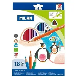Colored Pencil Set Milan triangular 18 colors in cardboard box, model 0722318
