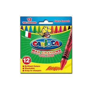 Wax crayon set Carioca 12 pcs — multi colours, round housing, paper box