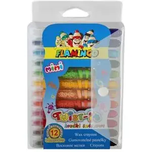 Цветные карандаши Flamingo Twist-it — 12 цветов, поворотный механизм, компактные