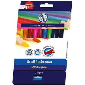 Colored Pencil Set Astra Jumbo Triangular 12 Colors — triangular grip, thick cores