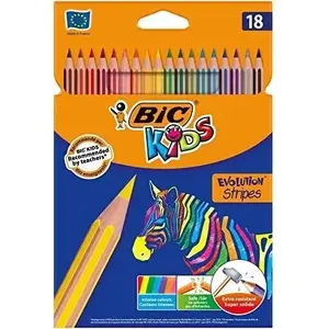 Цветные карандаши BIC Eco Evolution Stripes — набор 18 цветов (14+4) для рисования и раскрашивания