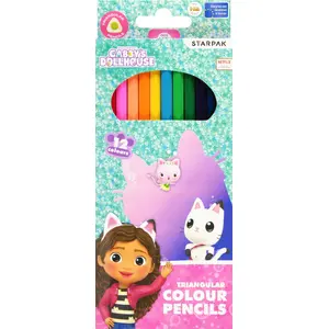 Colored Pencils STARPAK set — 12 colors, triangular wooden pencils, pack of 3