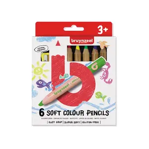 Colour pencils set BRUYNZEEL SAKURA 6 pcs — soft lead, for ages 3+