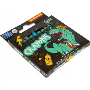 Colored wax crayons STARPAK — 12 colors, dinosaur design (STK KRE145)
