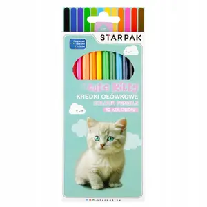 Colored pencils STARPAK Cuties Kitty — set of 12 pencils, wooden, for drawing