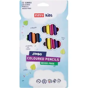 Krāsainie trijstūra Jumbo zīmuļi Easy 12 krāsas modelis 839958 (MPN 286061)