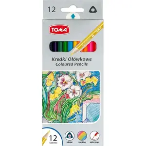 Colored pencils Toma triangular 12 colors model 382833, wooden, ergonomic grip