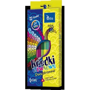 Colored triangular double-sided crayons Tetis 12 pcs, 24 colors (KT005-AB)