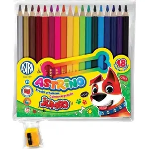 Colored pencil set Astra TARGI Astrino round jumbo in wood — 18 colors with sharpener