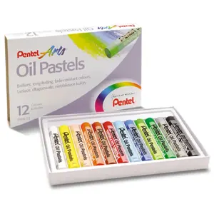 Oil pastels Pentel PHN-12 multicolour set, 12 pieces, length 60.5 mm, diameter 8.6 mm
