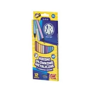 Colored pencils Astra WIKR-935832 — 12 colors, round, metallic finish