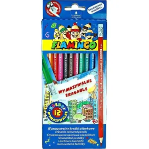 Colored erasable woodless pencils Titanum 12 colors model 385021 — stick-type coloring, no wooden casing