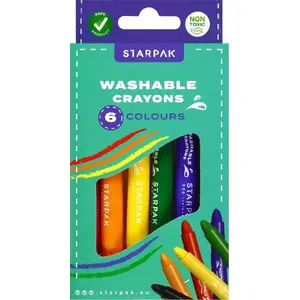 Colored Washable Crayons STARPAK set of 6 in display tube — MPN STK KRE131