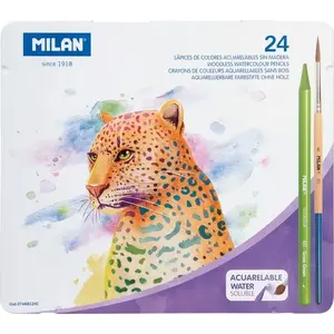 Watercolor pencils TEKA 24 colors non-wood with MILAN brush, model 607197