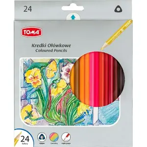 Colored pencils Toma triangular 24 colors model 382837, wooden, ergonomic triangular shape