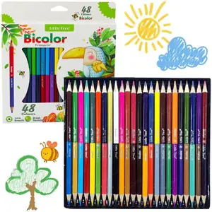 Triangular Double-Ended School Colored Pencils Lean 48 Colors (2-sided crayons) 21503