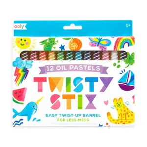 Oil pastels Kolorowe Baloniki OOLY Twisty Stix — 12 colours (Black, Blue, Brown, Green, Lime, Navy, Orange, Purple, Red, Rose, White, Yellow)