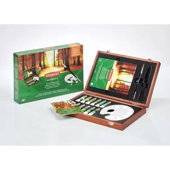 Derwent Academy Acrylic Wooden Box paint set Photo 3