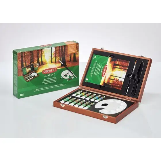 Derwent Academy Acrylic Wooden Box paint set Photo 5