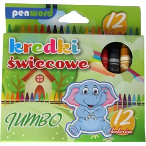 Crayons Penword Jumbo 12 colors — wax crayons set, thick barrel for children