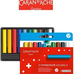 Voskveidīgi akvareļu zīmuļi Caran d'Ache Swisscolor — komplekts 10 gab., kartona kastītē