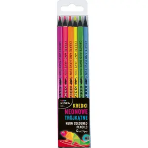 Colored wax pencils Derform KIDEA KNT6KA — 6 neon colors, triangular grip, washable