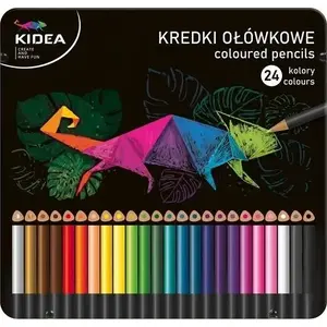 Krāsu zīmuļu komplekts Derform 24 trīsstūra zīmuļi KTMP24KA — 24 krāsas, trīsstūra forma