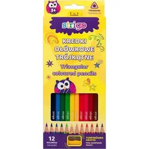Colored Pencil Set Strigo 12 Colors Triangular Wooden Pencils (12 pcs)