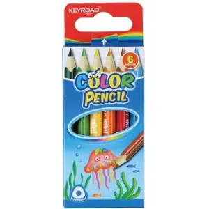 Colored Pencils Keyroad MINI Triangular Grip 6 Colors — compact set for drawing and coloring